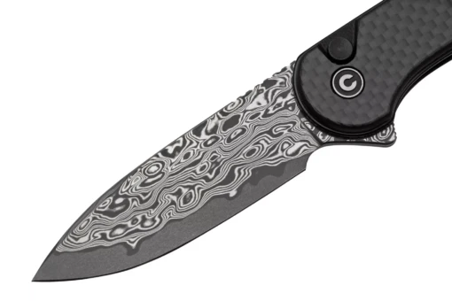 CIVIVI Button Lock Elementum II Twill Carbon Fiber Overlay On Black G10 Handle Damascus Blade C18062 – Bild 6