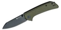 SENCUT Fritch Green Canvas Micarta Handle Black Stonewashed 9Cr18MoV Blade S22014-1