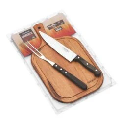Tramontina Polywood 3-Piece BBQ Set - Knife 20cm, Fork 32cm, Cutting Board 40x23cm 21198/914
