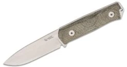 Lionsteel Fixed Blade Sleipner Steel Stone Washed, GREEN CANVAS Handle, Leather Sheath B41 CVG
