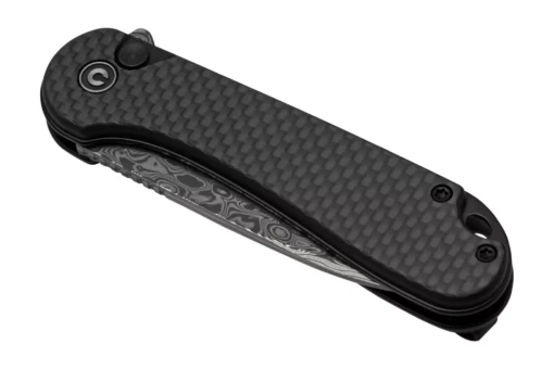 CIVIVI Button Lock Elementum II Twill Carbon Fiber Overlay On Black G10 Handle Damascus Blade C18062 – Bild 5