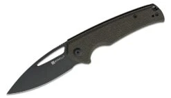 SENCUT Mims Dark Green Canvas Micarta Handle Black Stonewashed 9Cr18MoV Blade 21013-3