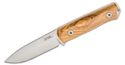 Lionsteel Fixed Blade Sleipner Steel Stone Washed, OLIVE Wood Handle, Leather Sheath B41 UL